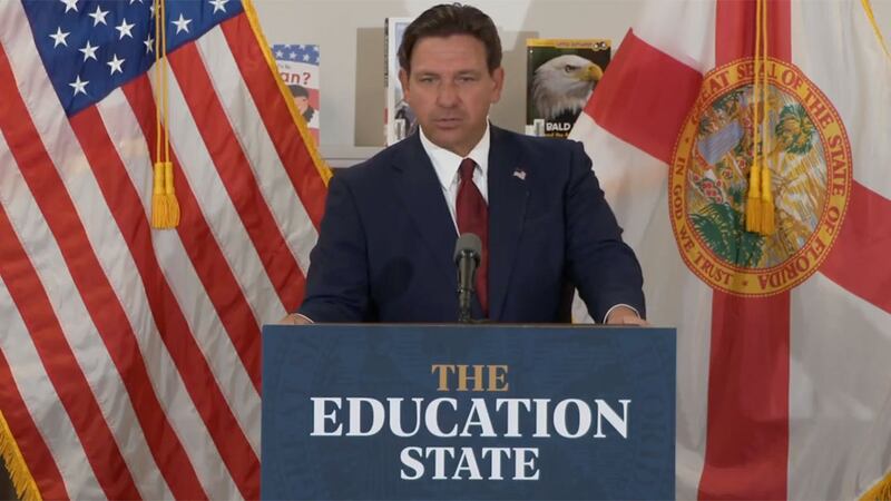 Speaking at Voyager K-8 school in St. Cloud, Florida, on Aug. 19, 2025, Gov. Ron DeSantis...