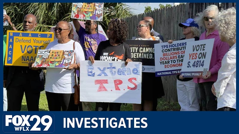 A group of faith leaders and immigration advocates gathered near U.S. Sen. Ashley Moody's Palm...